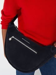 Crew Clothing Company Blue Suede Half Moon Sling Bag - Image 2 of 4
