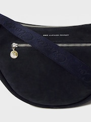 Crew Clothing Company Blue Suede Half Moon Sling Bag - Image 4 of 4