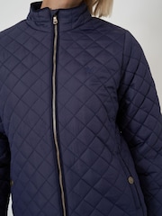 Crew Clothing Blue Midweight Diamond Quilted Jacket - Image 4 of 5