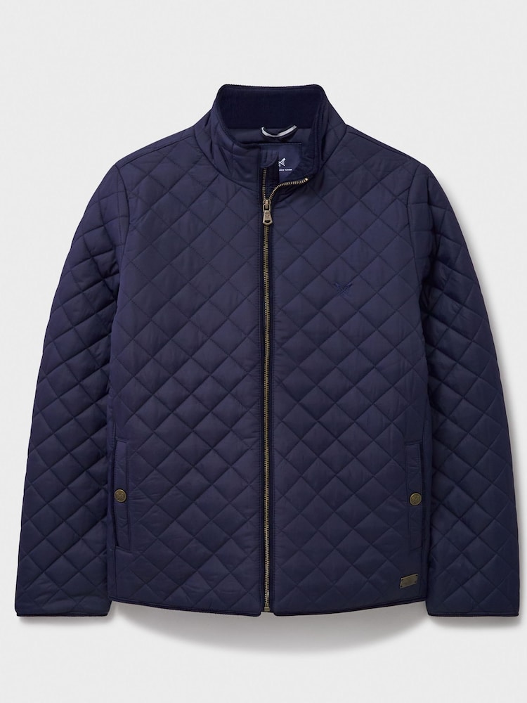 Crew Clothing Blue Midweight Diamond Quilted Jacket - Image 5 of 5