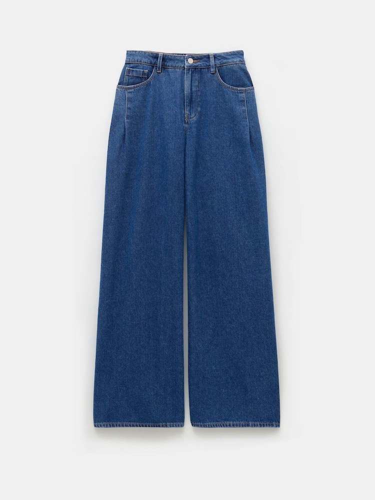 Hush Blue Nova Pintuck Wide Leg 100% Cotton Jeans - Image 5 of 5