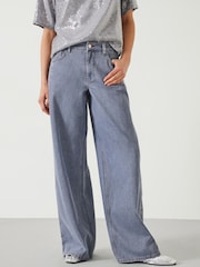 Hush Grey Nova Pintuck Wide Leg 100% Cotton Jeans - Image 1 of 5
