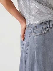 Hush Grey Nova Pintuck Wide Leg 100% Cotton Jeans - Image 4 of 5