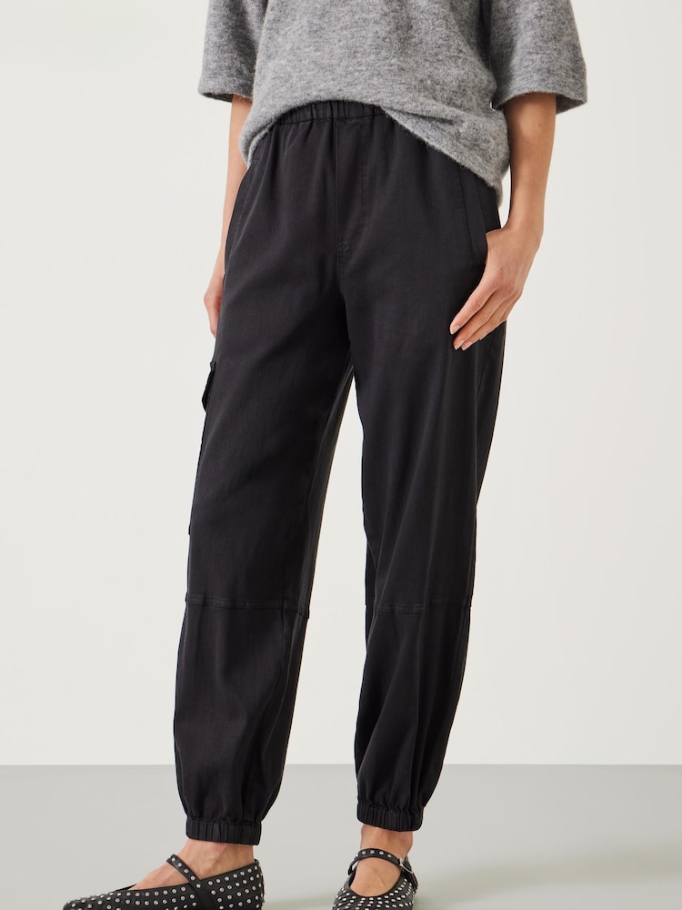 Hush Black Ava Washed Cargo Trousers - Image 1 of 5