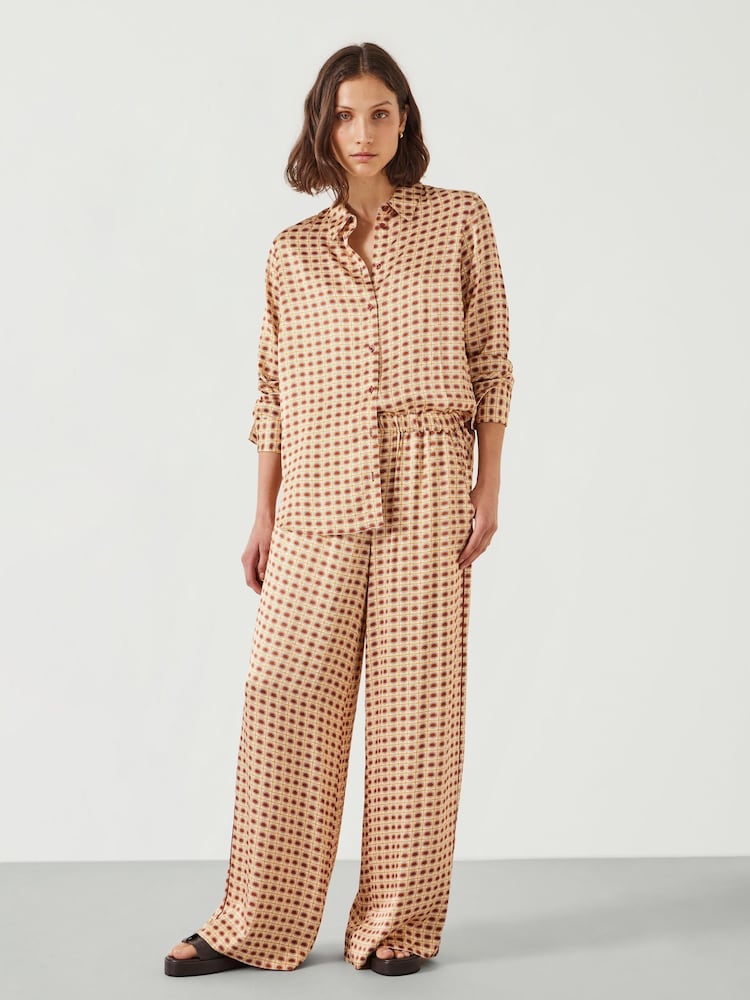 Hush Cream Rita Printed Wide Leg Trousers - Image 1 of 5