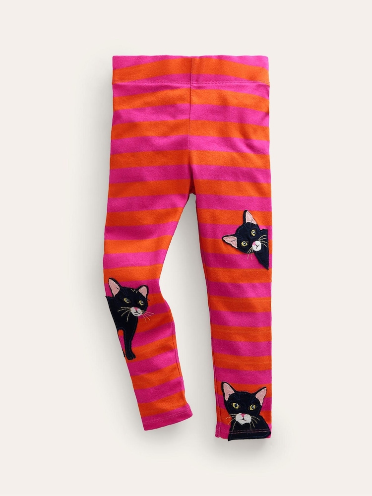 Boden Pink Cat Appliqué Leggings - Image 1 of 3 Boden Pink Cat Appliqué Leggings - Image 1 of 3