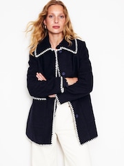 Boden Blue Blanket Stitch Car Coat - Image 1 of 5