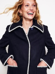 Boden Blue Blanket Stitch Car Coat - Image 2 of 5