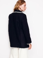 Boden Blue Blanket Stitch Car Coat - Image 3 of 5