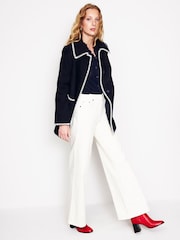 Boden Blue Blanket Stitch Car Coat - Image 4 of 5