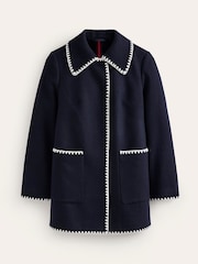 Boden Blue Blanket Stitch Car Coat - Image 5 of 5