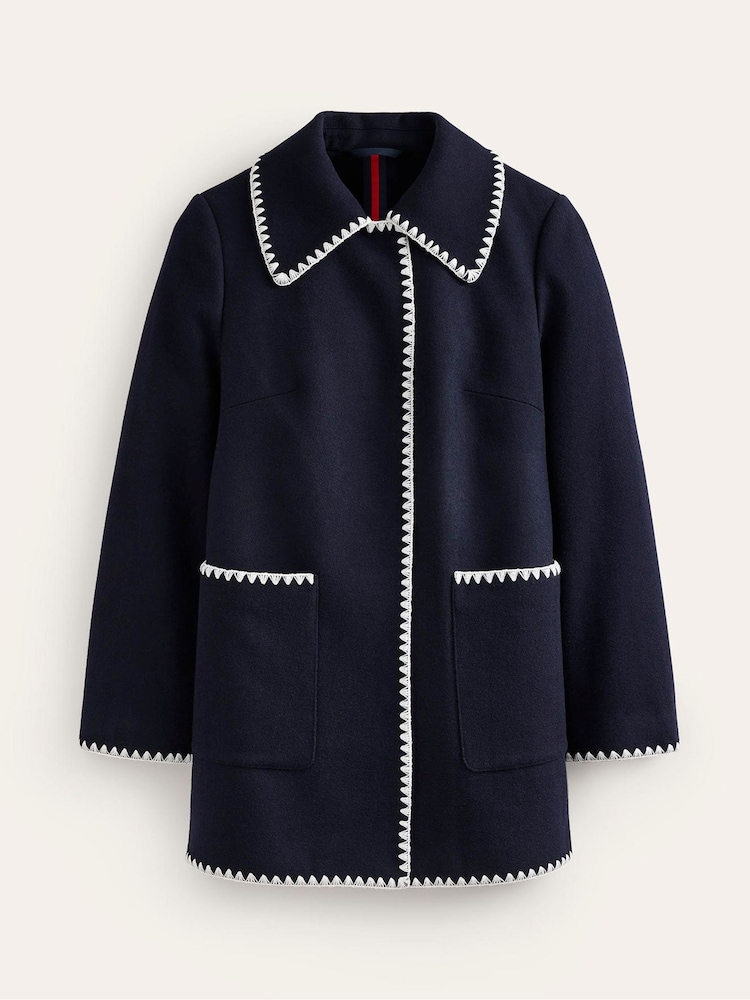 Boden Blue Blanket Stitch Car Coat - Image 5 of 5