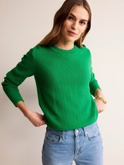 Boden Green 100% Cotton Button Detail Stitch Jumper - Image 1 of 6