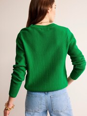 Boden Green 100% Cotton Button Detail Stitch Jumper - Image 3 of 6
