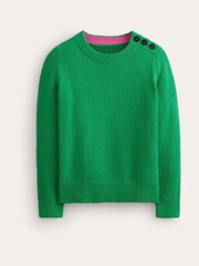 Boden Green 100% Cotton Button Detail Stitch Jumper - Image 5 of 6