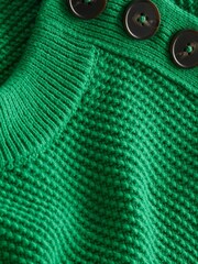 Boden Green 100% Cotton Button Detail Stitch Jumper - Image 6 of 6