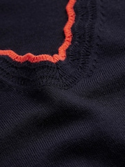 Boden Blue Merino Scallop V-Neck Jumper - Image 6 of 6