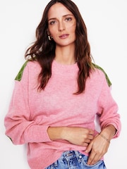 Boden Pink Quilted Patch Jumper - Image 4 of 6