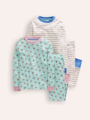 Boden Blue 100% Cotton Twin Pack Snug Pyjamas - Image 1 of 3