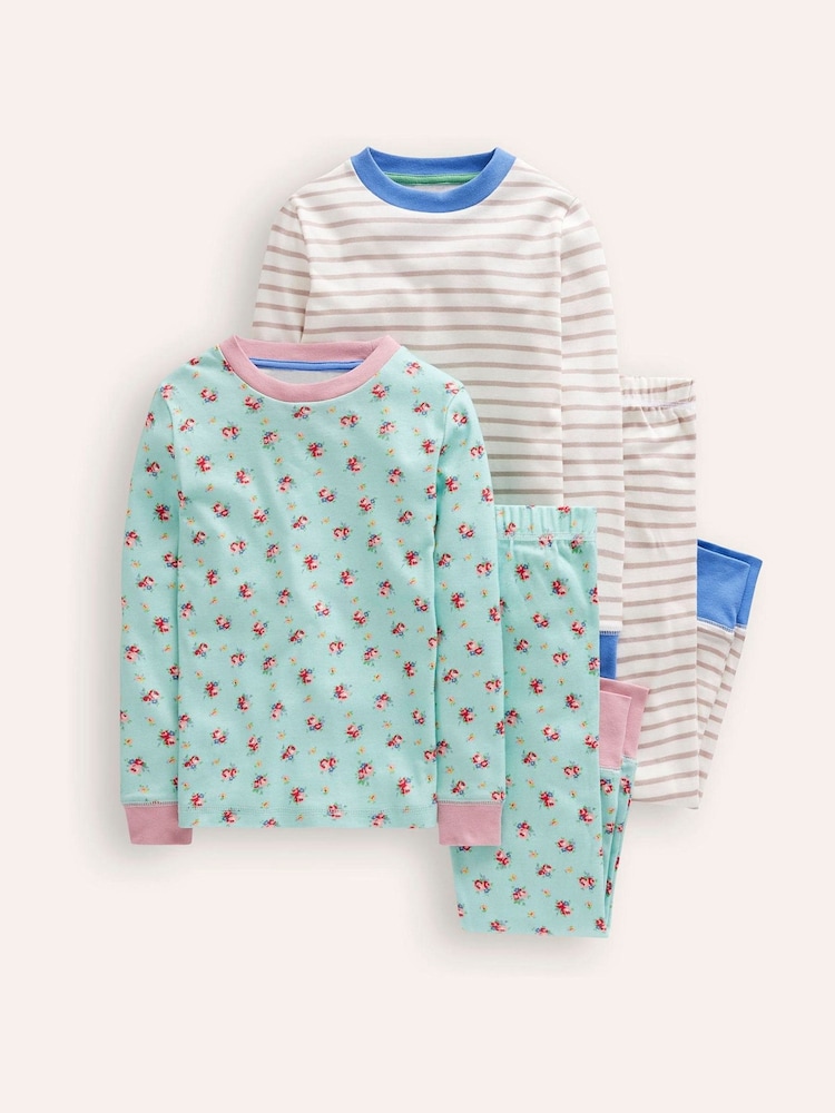 Boden Blue 100% Cotton Twin Pack Snug Pyjamas - Image 1 of 3