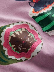 Boden Pink 100% Cotton Printed Sushi Cats Graphic T-Shirt - Image 3 of 3