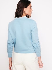 Boden Blue 100% Cotton Broderie Trim Sweatshirt - Image 3 of 5