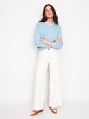 Boden Blue 100% Cotton Broderie Trim Sweatshirt - Image 4 of 5
