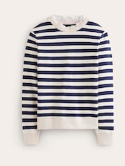 Boden Blue 100% Cotton Broderie Trim Sweatshirt - Image 5 of 5
