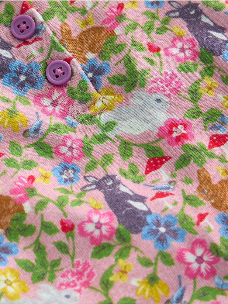 Boden Pink 100% Cotton Bunny Snug Henley Pyjamas - Image 3 of 3 Boden Pink 100% Cotton Bunny Snug Henley Pyjamas - Image 3 of 3