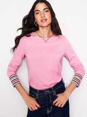 Boden Pink Supersoft Crew Neck Top - Image 1 of 5