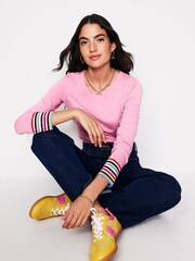 Boden Pink Supersoft Crew Neck Top - Image 4 of 5