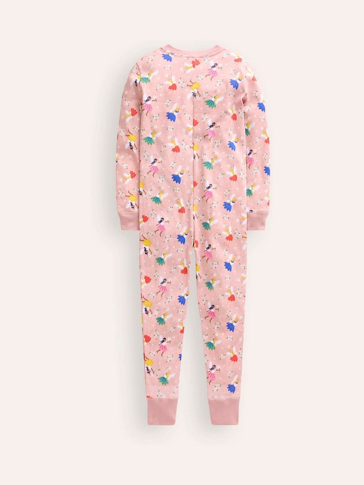 Boden Pink 100% Cotton Fairies Snug All-In-One Pyjamas - Image 2 of 3