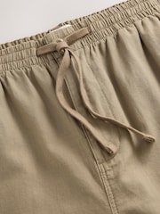 Світло-коричневий - Звичайна конічна посадка - льон Cotton Elasticated Waist Drawstring штани - Image 10 of 12