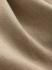 Tan Brown Regular Tapered Fit Linen Cotton Elasticated Waist Drawstring Trousers - Image 14 of 14