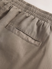 Mushroom Brown Relaxed Fit Linen Cotton Elasticated Waist Drawstring Trousers - Image 13 of 13