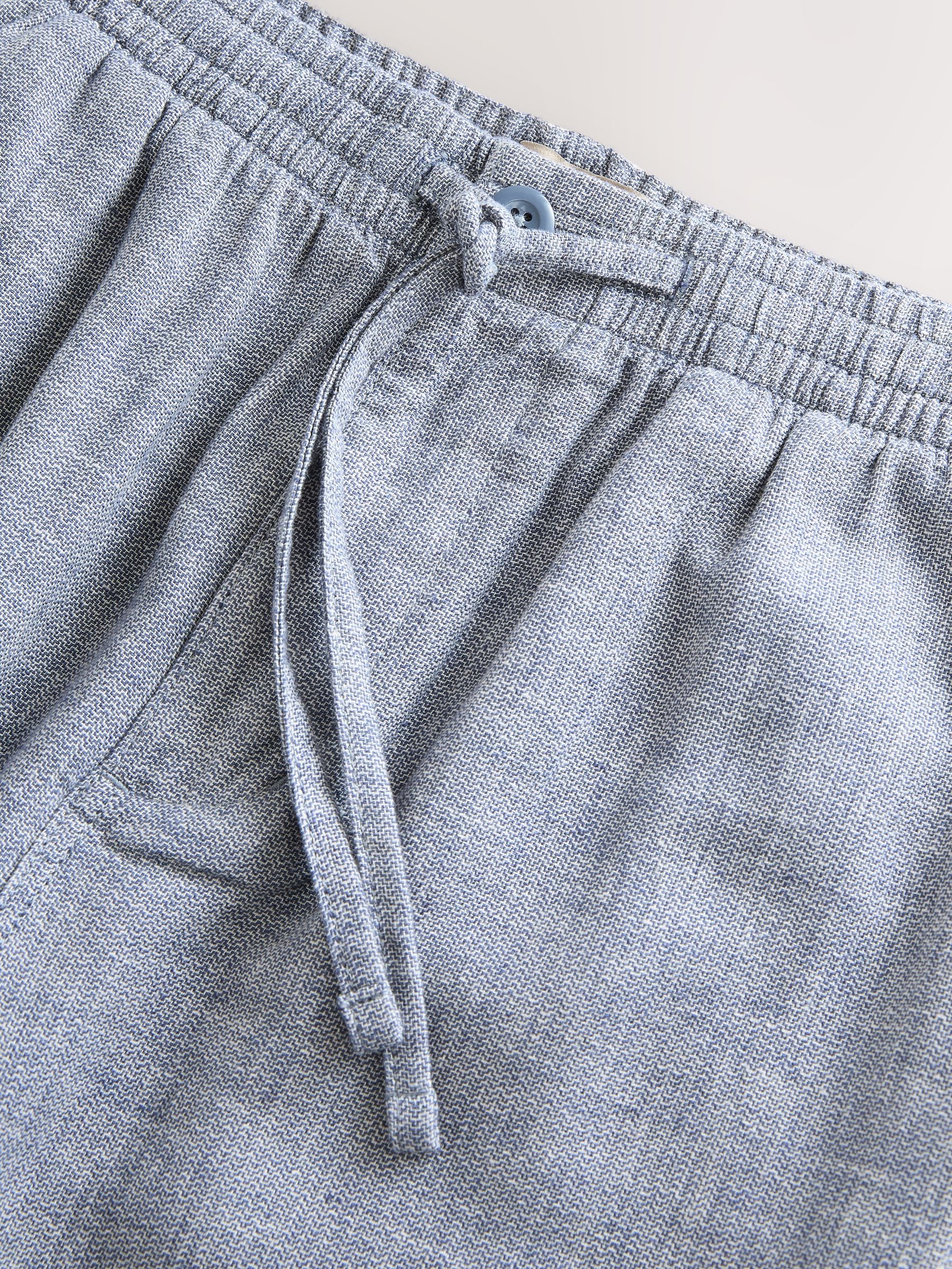 POSTELEGANT LINEN CHAMBRAY TROUSERS パンツ Buy Chambray Blue Regular Tapered Fit Textured Linen Cotton