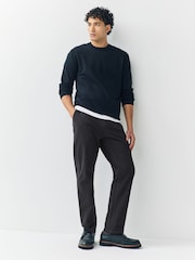 Black Regular Tapered Fit Stretch Chinos Trousers - Image 6 of 10
