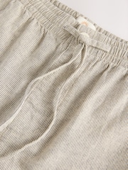 Ecru/Mushroom Brown - Ajuste tapered regular - Cotton Linen Striped Trousers - Imagen 10 de 12