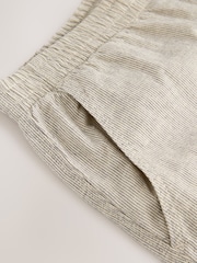 Ecru/Mushroom Brown - Ajuste tapered regular - Cotton Linen Striped Trousers - Imagen 11 de 12