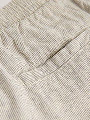 Ecru/Mushroom Brown - Ajuste tapered regular - Cotton Linen Striped Trousers - Imagen 12 de 12