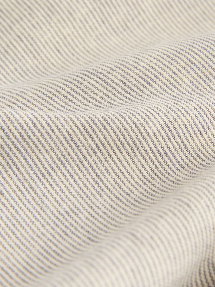 Écru/brun champignon - Coupe fuselée régulière - Pantalon rayé en lin de coton - Image 9 of 12