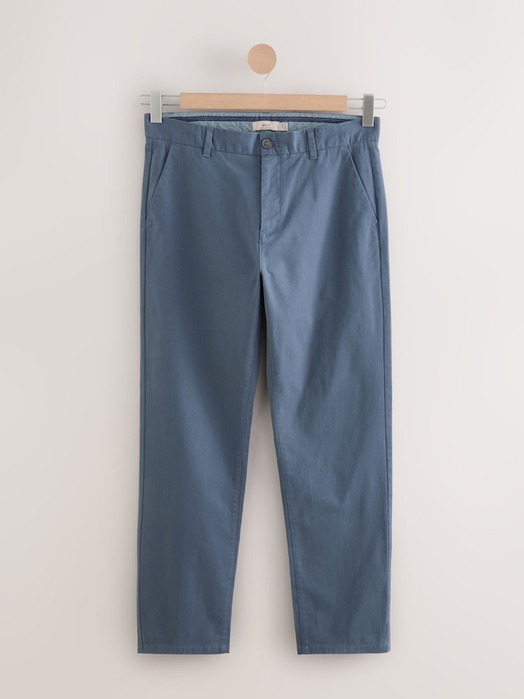 Blue/Grey Mid Regular Tapered Fit Stretch Chinos Trousers - Image 1 of 4
