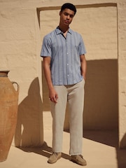 Light Stone Regular Fit Cotton Linen Twill Chino Trousers - Image 2 of 9