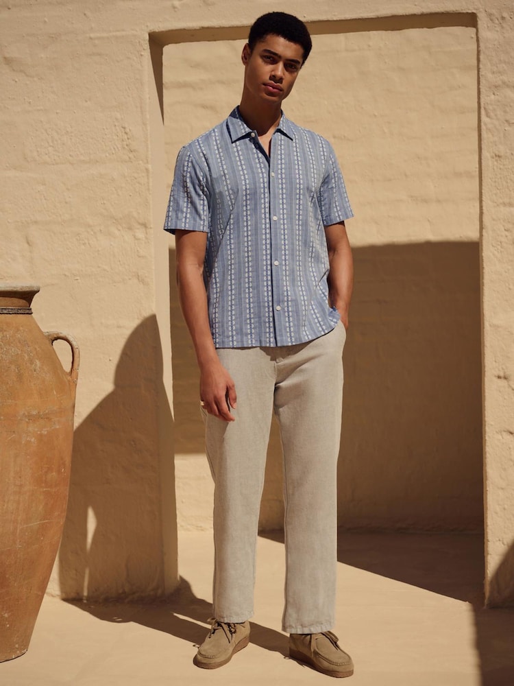 Light Stone Regular Fit Cotton Linen Twill Chino Trousers - Image 2 of 9