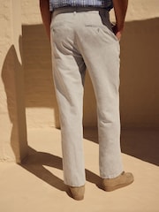 Light Stone Regular Fit Cotton Linen Twill Chino Trousers - Image 3 of 9