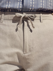 Light Stone Regular Fit Cotton Linen Twill Chino Trousers - Image 5 of 9