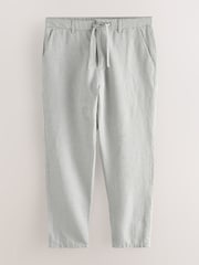 Light Stone Regular Fit Cotton Linen Twill Chino Trousers - Image 7 of 9
