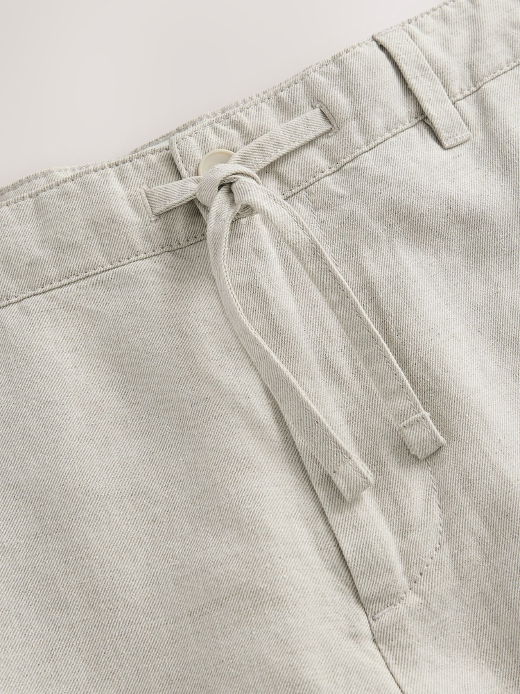 Light Stone Regular Fit Cotton Linen Twill Chino Trousers - Image 8 of 9