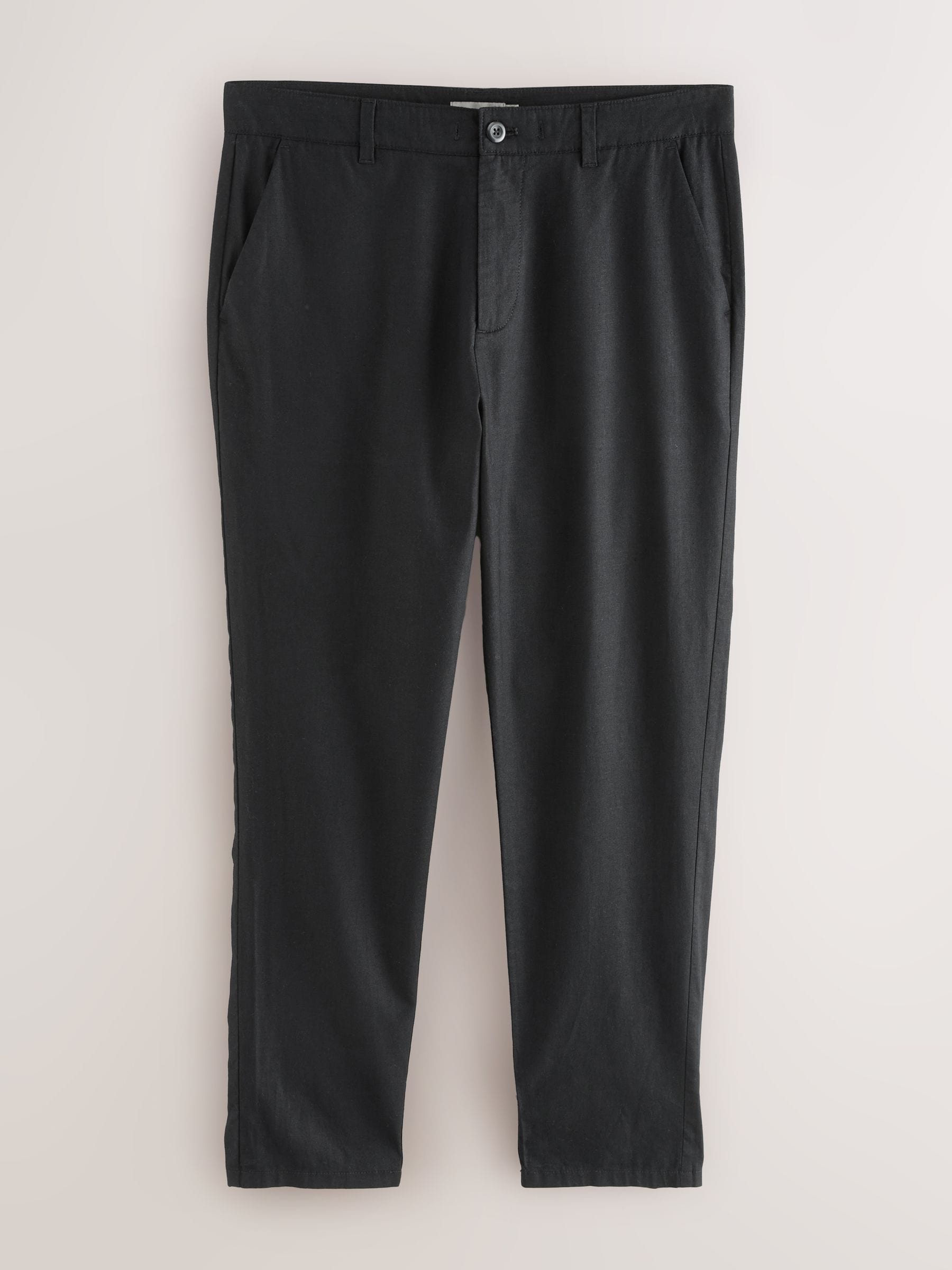 新品今期CLASSIC CHINO ADJUSTABLE PANTS BLACK Buy Black Regular Tapered Fit Linen Cotton Chino Trousers from the