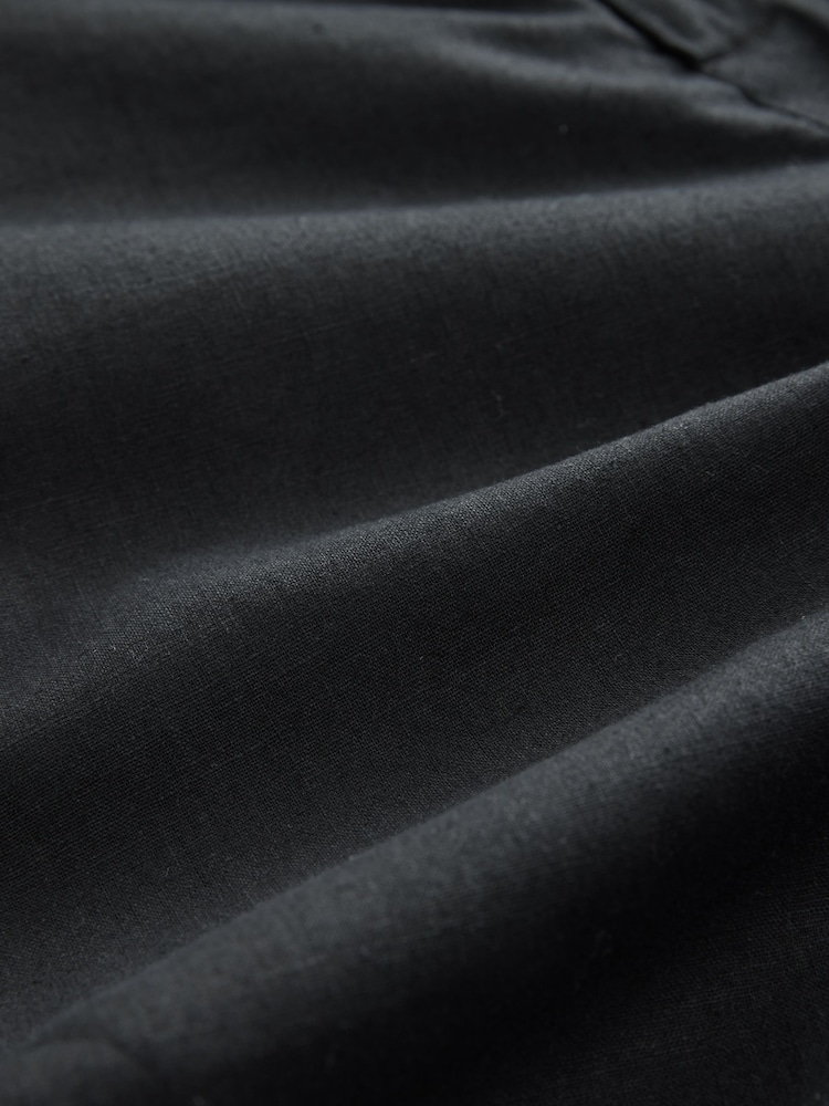 Black Regular Tapered Fit Linen Cotton Chino Trousers - Image 9 of 11